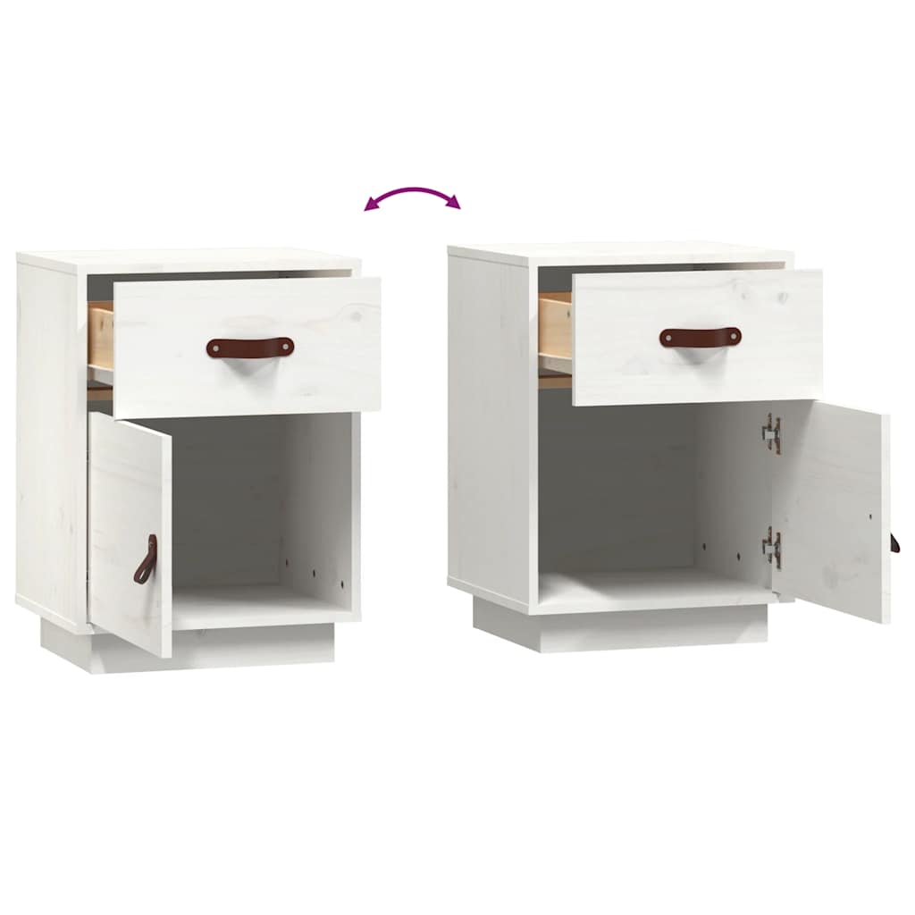 Mesas de cabeceira 2 pcs 40x34x55 cm pinho maciço branco