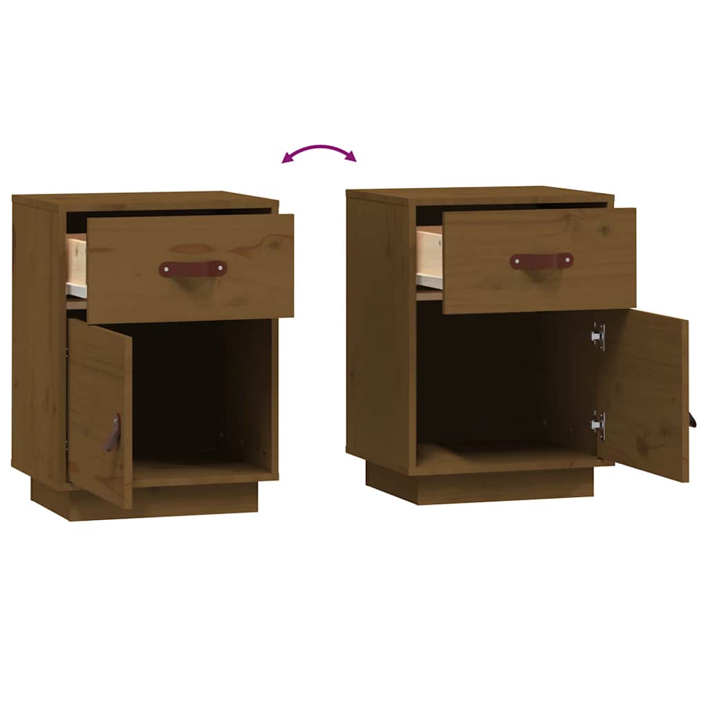 Mesas de cabeceira 2 pcs 40x34x55 cm pinho maciço castanho mel