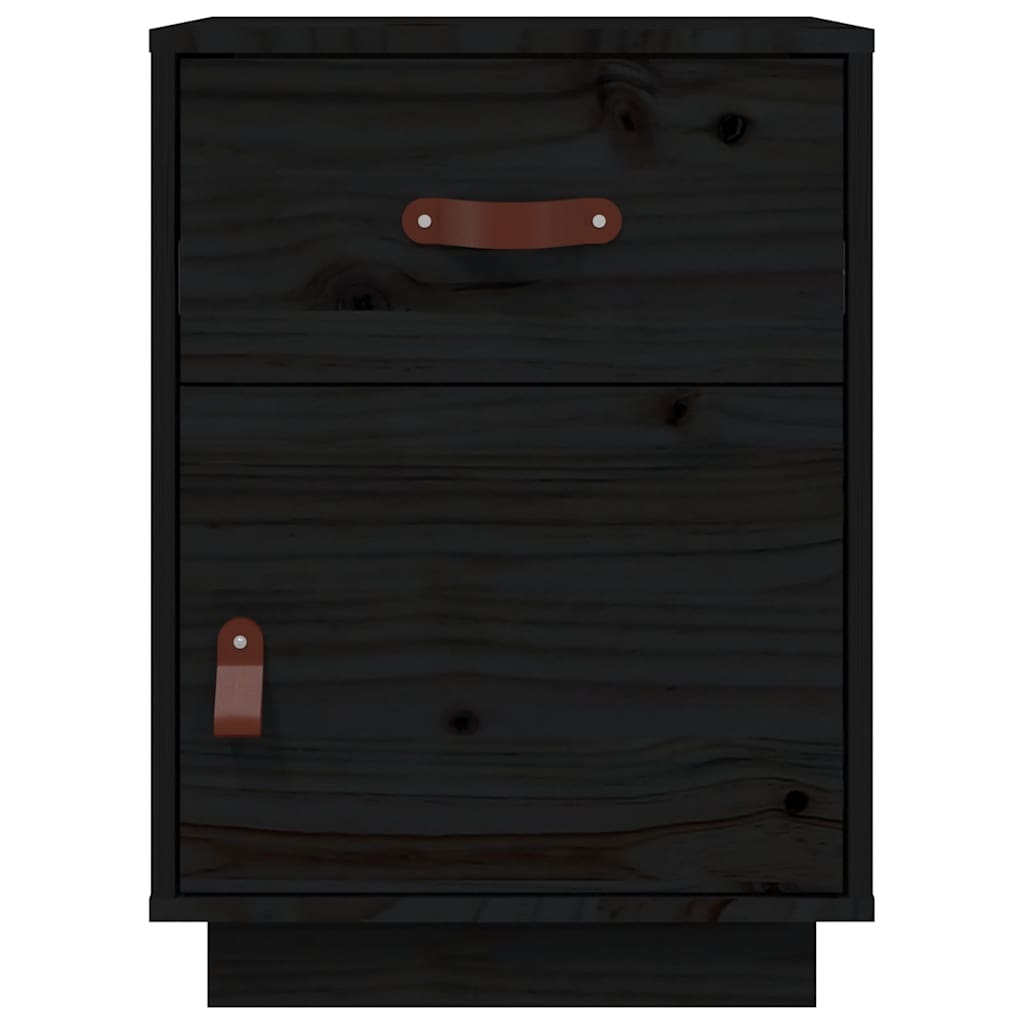 Mesa de cabeceira 40x34x55 cm madeira de pinho maciça preto