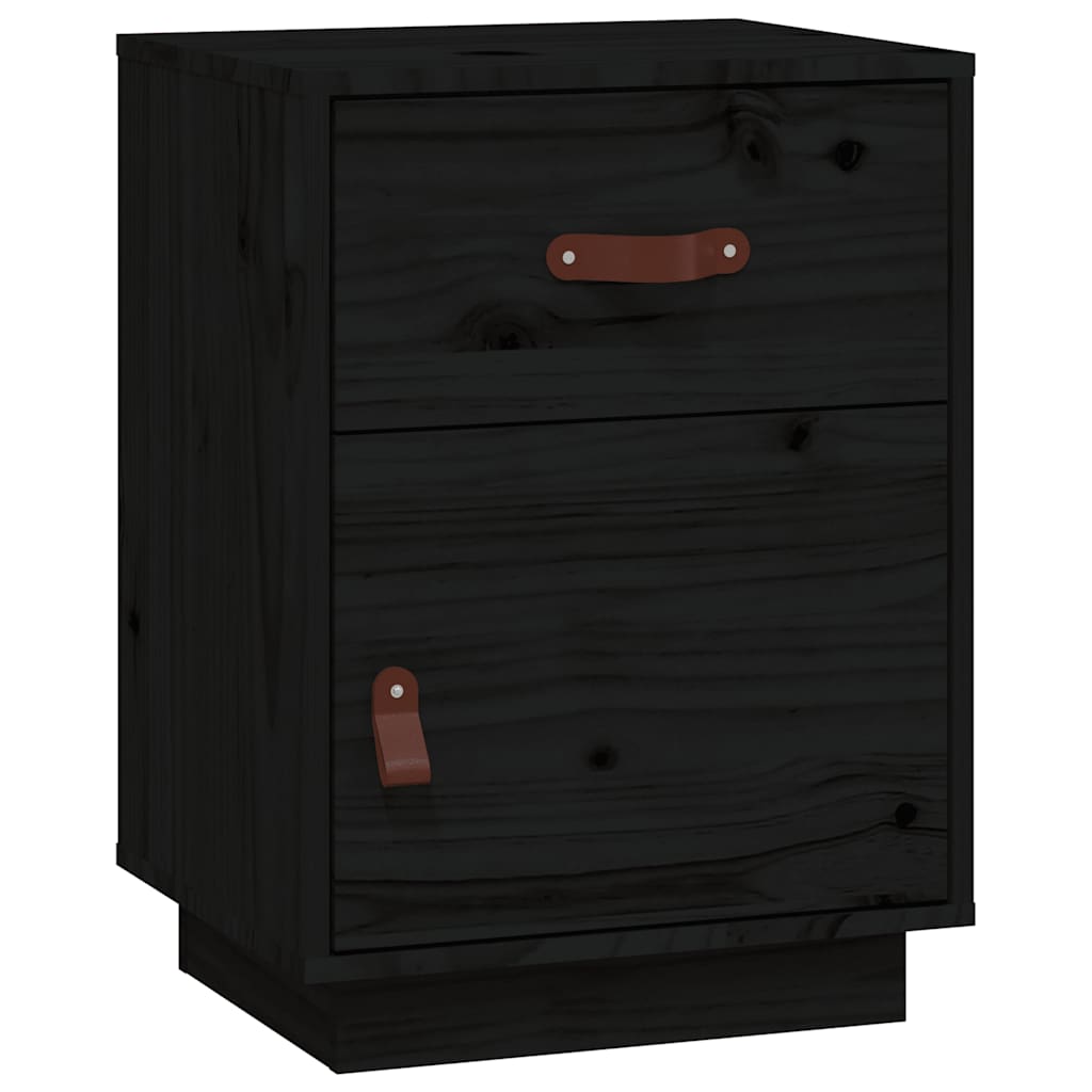Mesas de cabeceira 2 pcs 40x34x55 cm pinho maciço preto