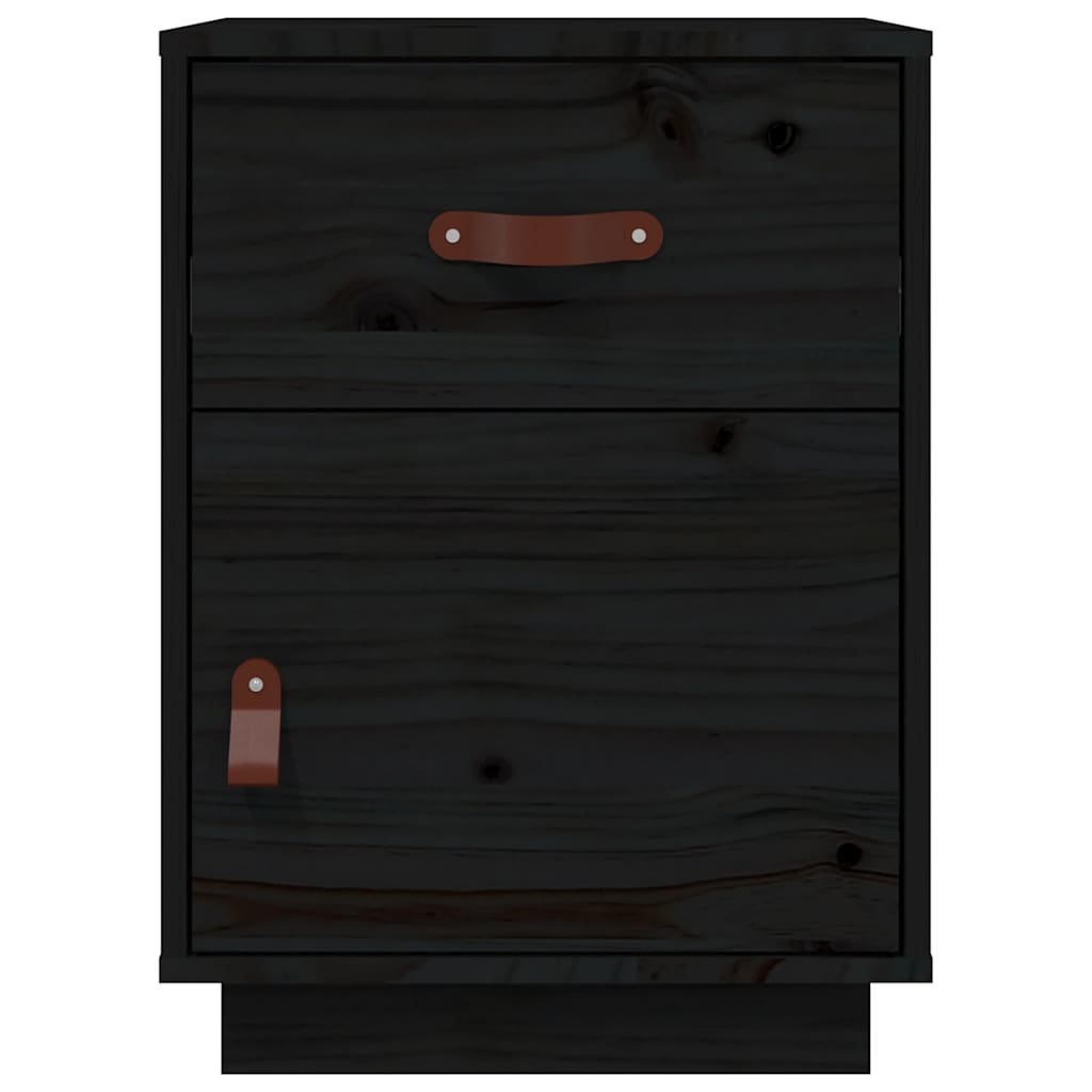 Mesas de cabeceira 2 pcs 40x34x55 cm pinho maciço preto
