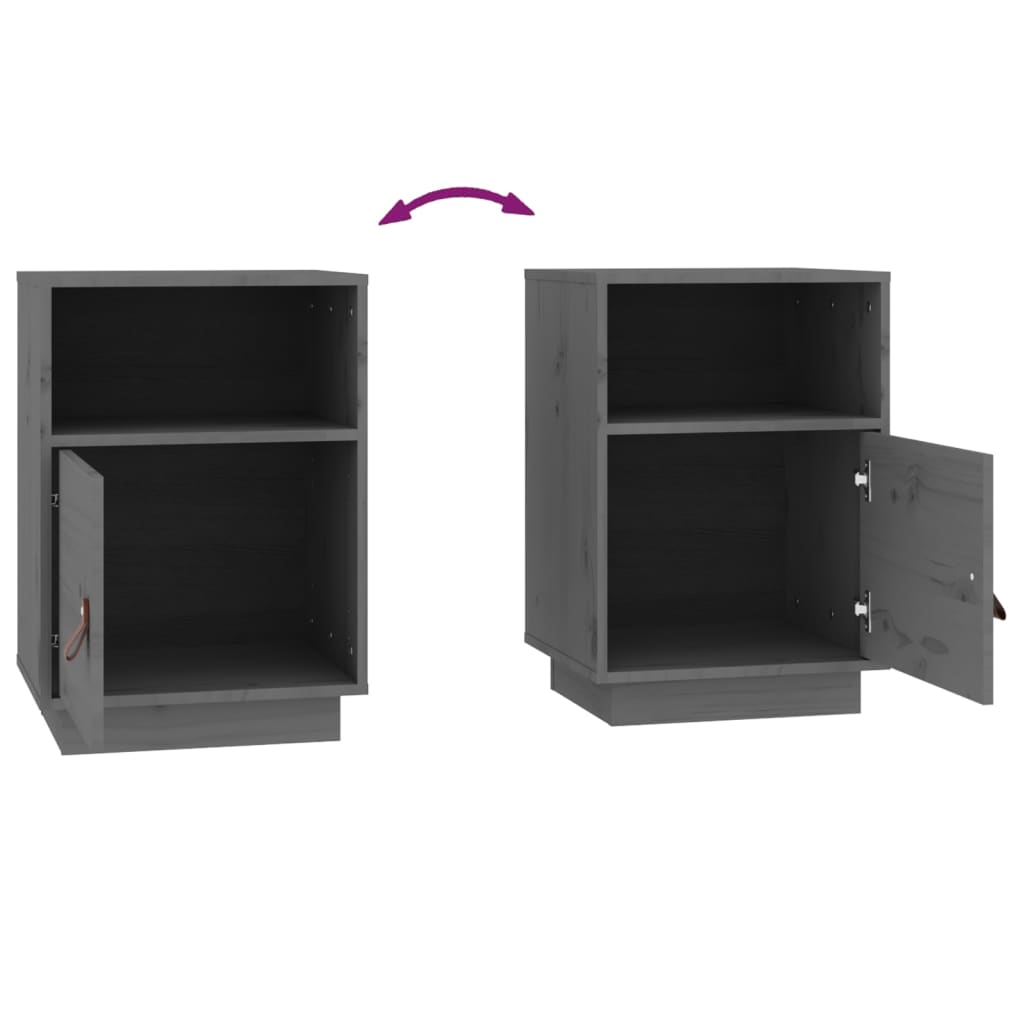 Mesas de cabeceira 2 pcs 40x34x55 cm pinho maciço cinza