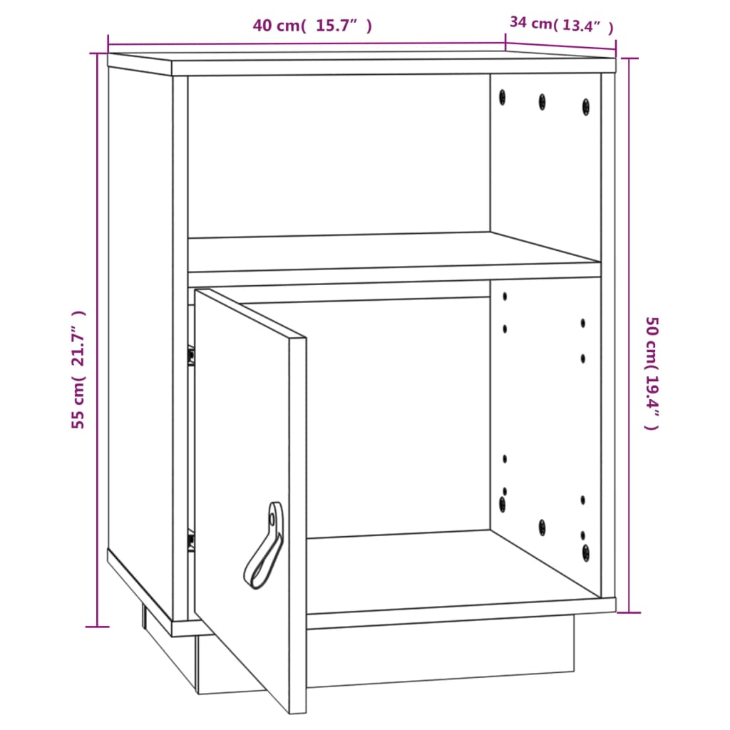 Mesas de cabeceira 2 pcs 40x34x55 cm pinho maciço cinza
