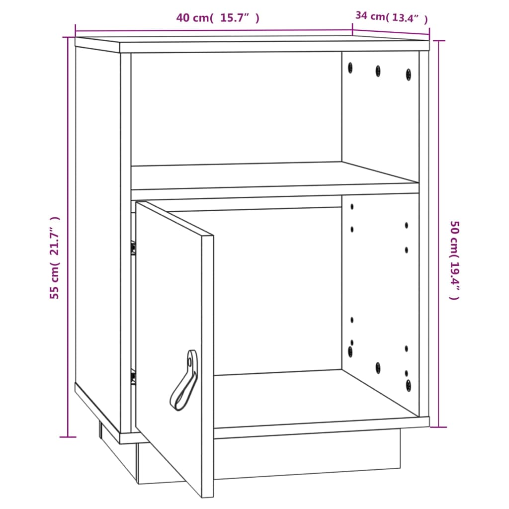 Mesa de cabeceira 40x34x55 cm pinho maciço castanho mel