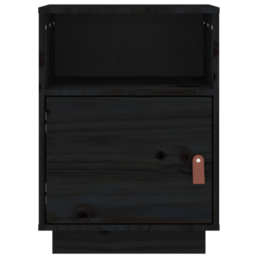 Mesa de cabeceira 40x34x55 cm madeira de pinho maciça preto