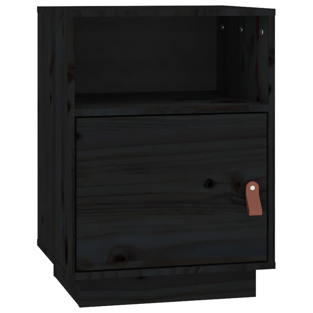 Mesas de cabeceira 2 pcs 40x34x55 cm pinho maciço preto