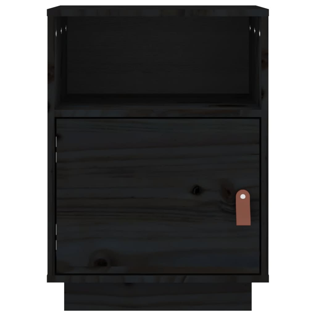 Mesas de cabeceira 2 pcs 40x34x55 cm pinho maciço preto