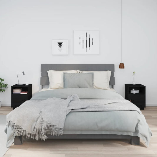 Mesas de cabeceira 2 pcs 40x34x55 cm pinho maciço preto