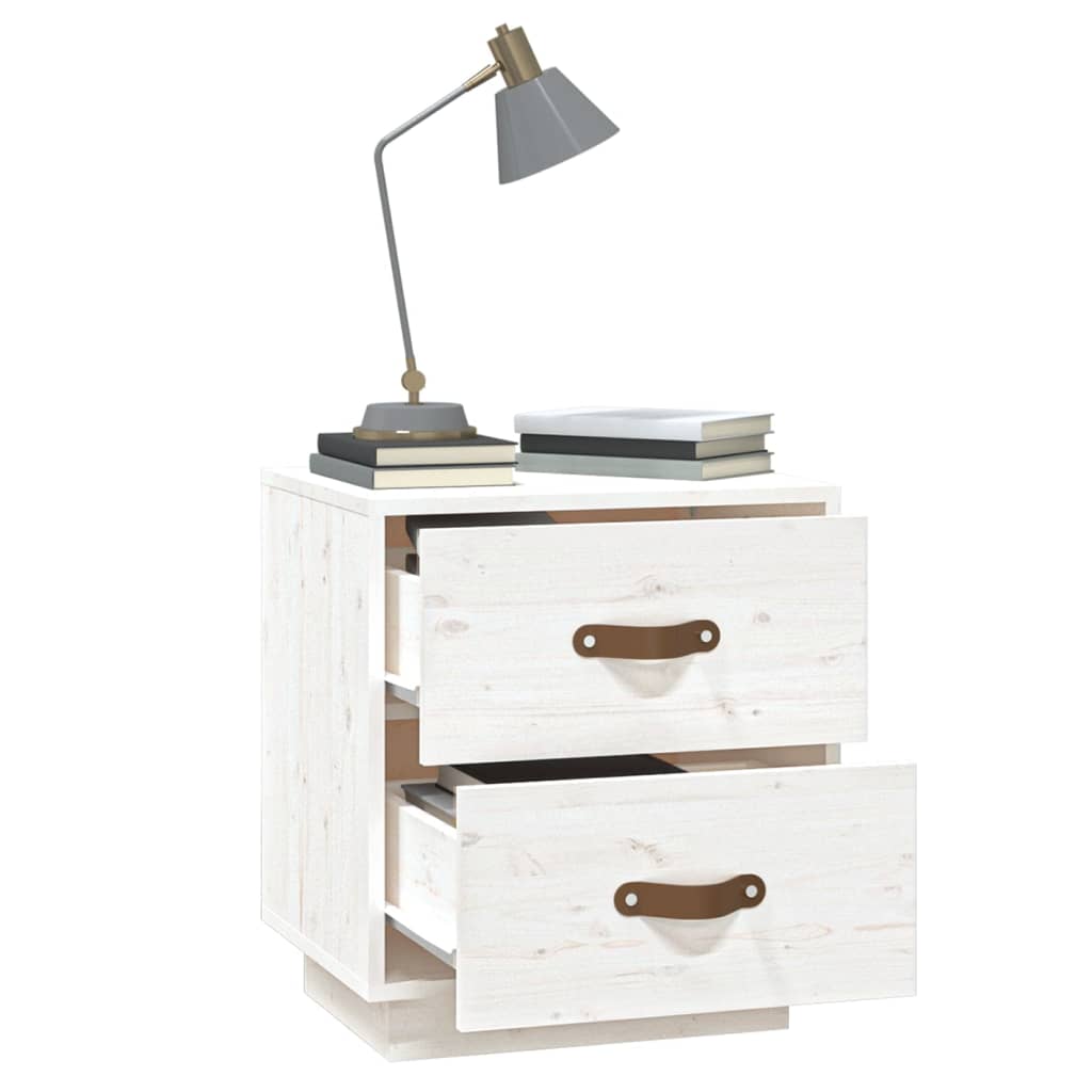Mesas de cabeceira 2 pcs 40x34x45 cm pinho maciço branco