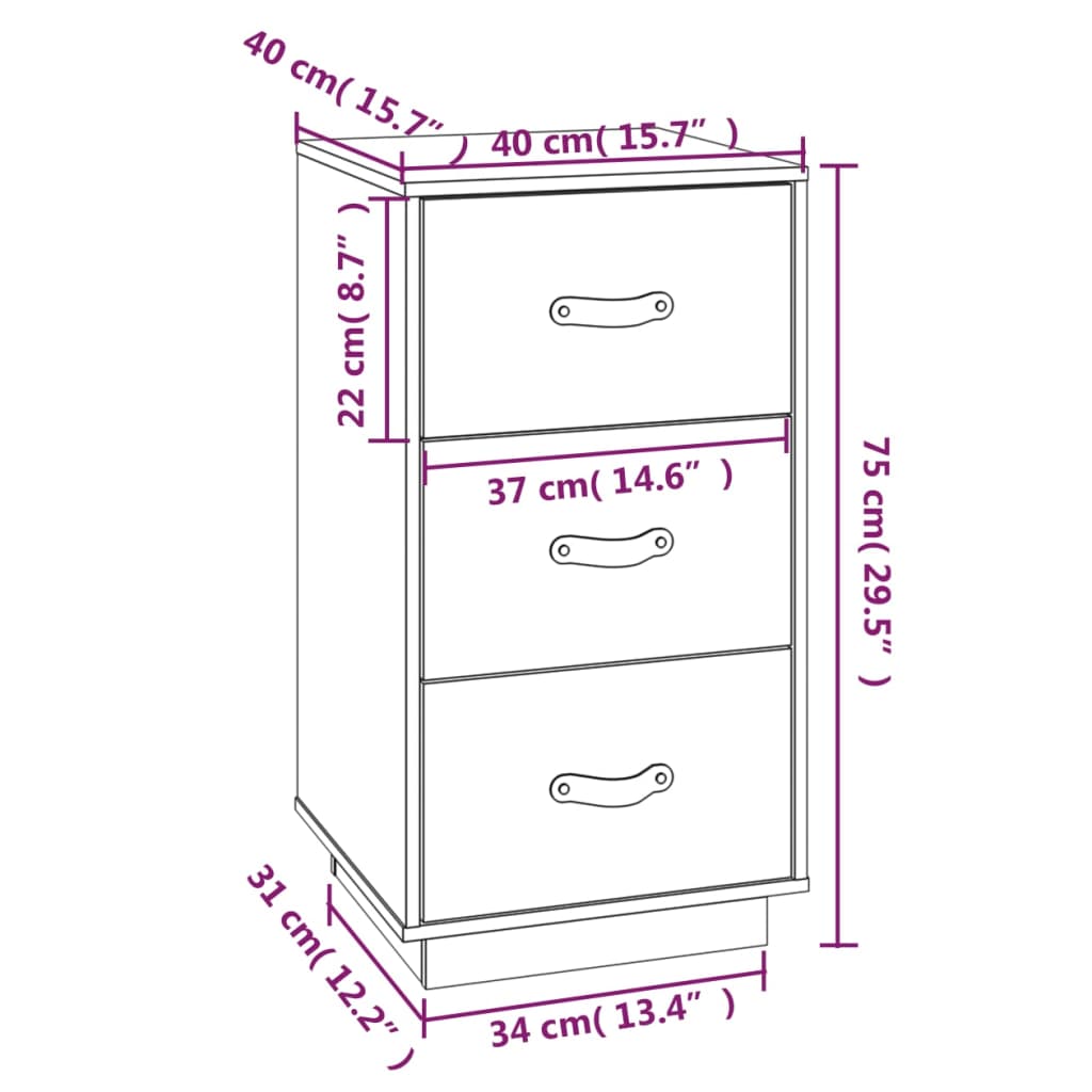 Mesa de cabeceira 40x40x75 cm pinho maciço castanho mel