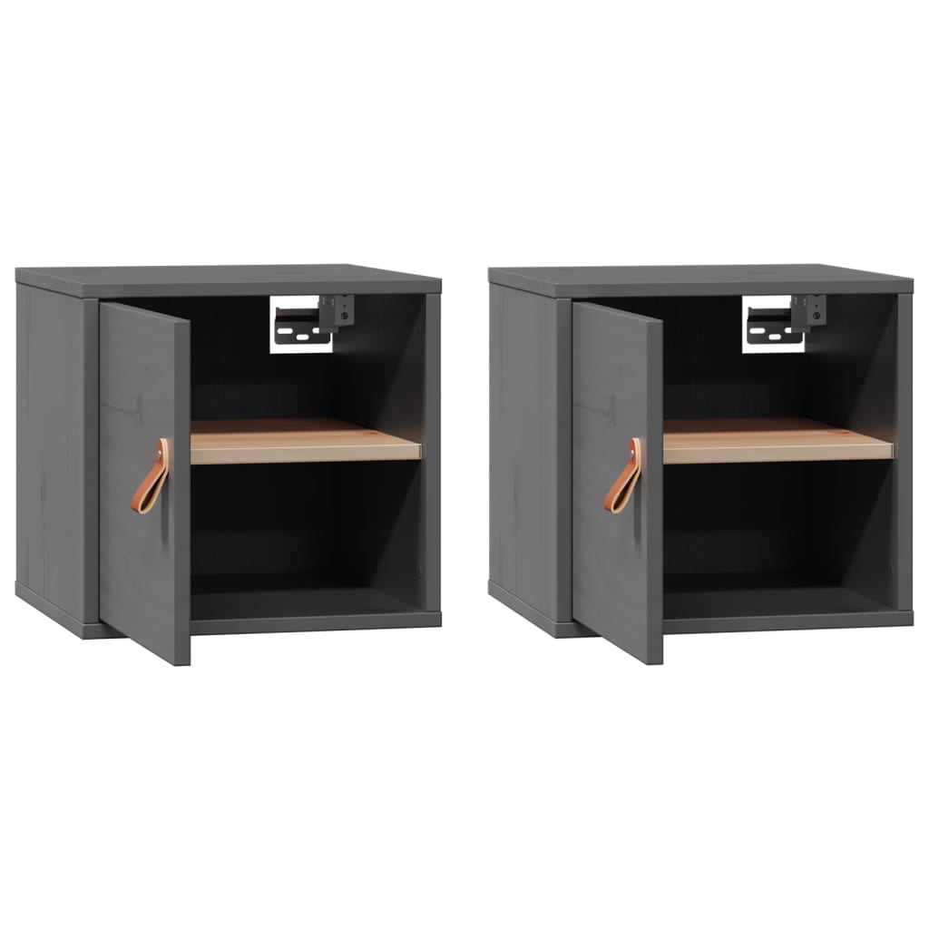 Armários de parede 2 pcs 31,5x30x30 cm pinho maciço cinza