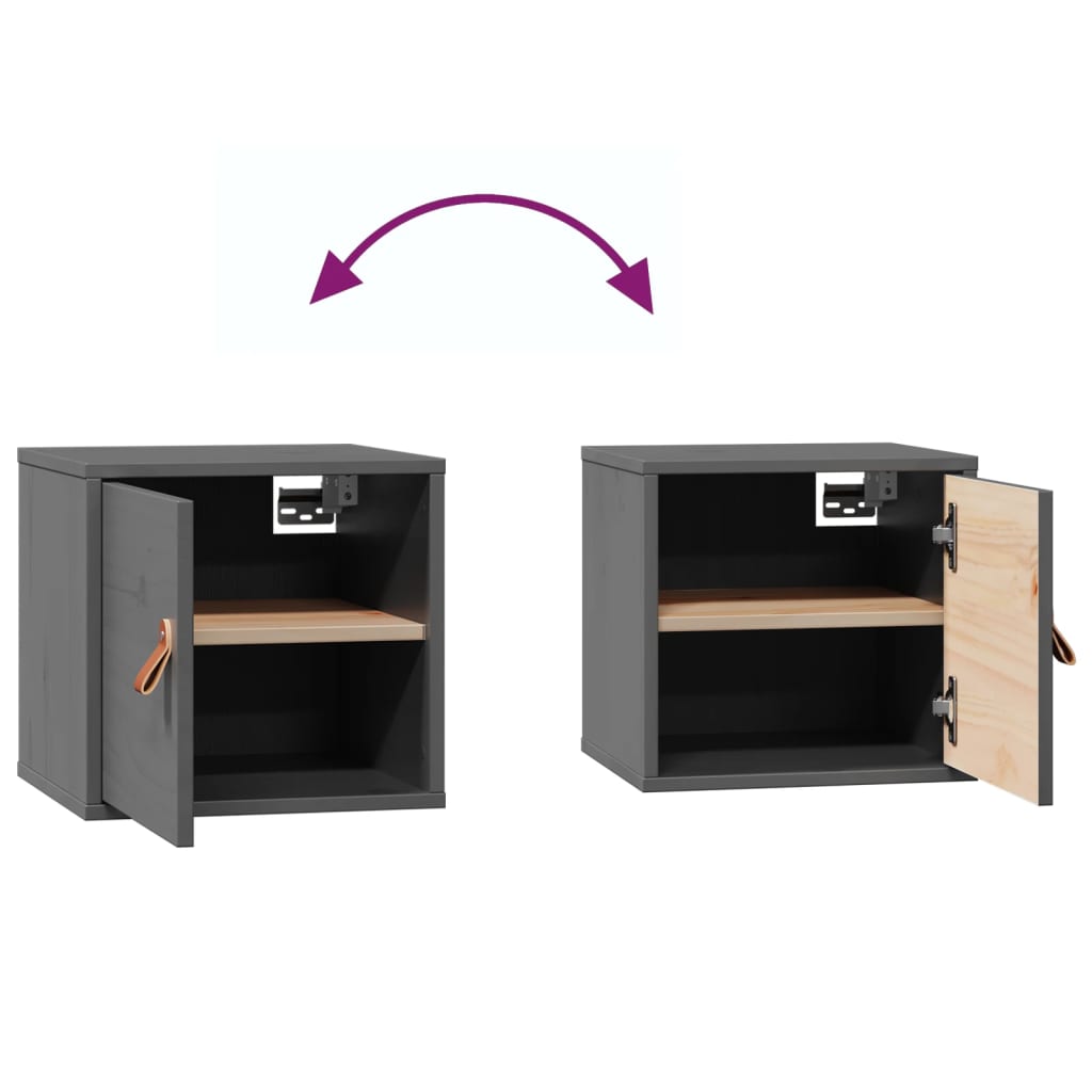 Armários de parede 2 pcs 31,5x30x30 cm pinho maciço cinza