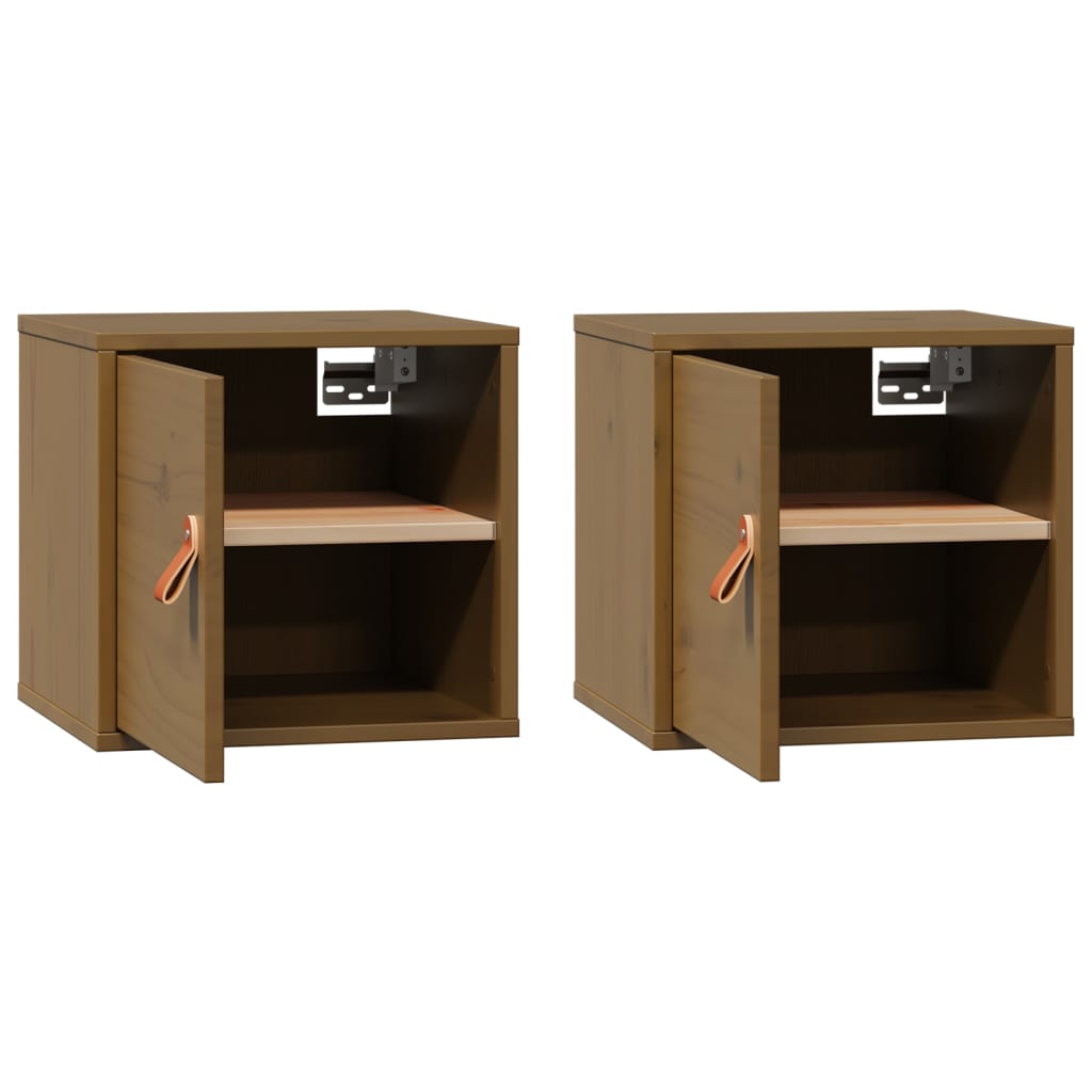 Armários de parede 2 pcs 31,5x30x30cm pinho maciço castanho-mel