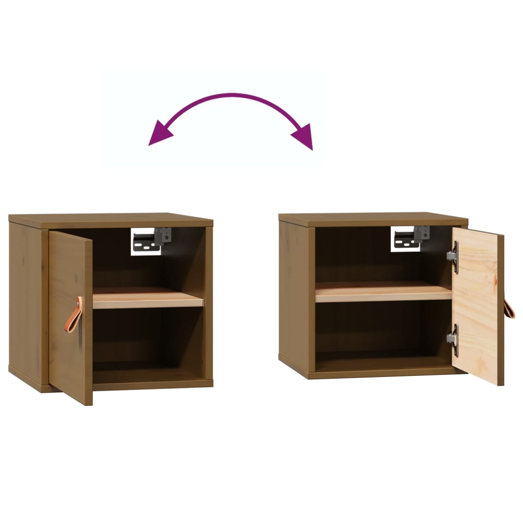 Armários de parede 2 pcs 31,5x30x30cm pinho maciço castanho-mel
