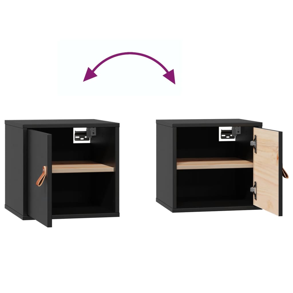 Armários de parede 2 pcs 31,5x30x30cm pinho maciço branco preto
