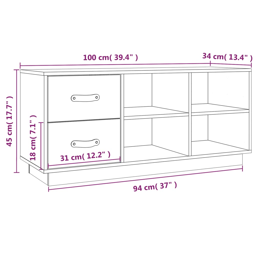 Banco sapateira 100x34x45 cm pinho maciço branco