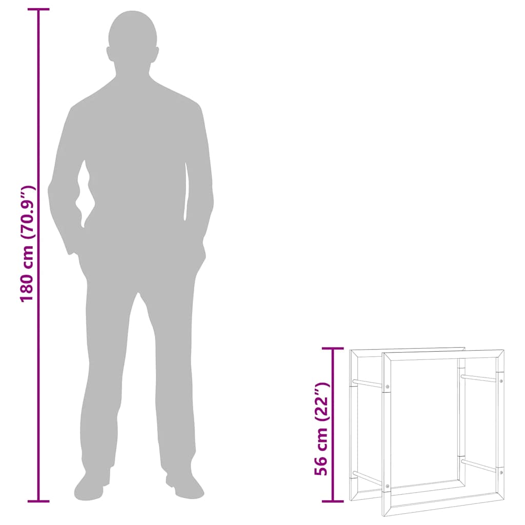 Suporte para lenha 50x28x56 cm aço preto mate