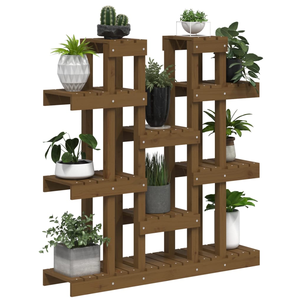 Suporte para plantas 104,5x25x109,5cm pinho maciço castanho mel