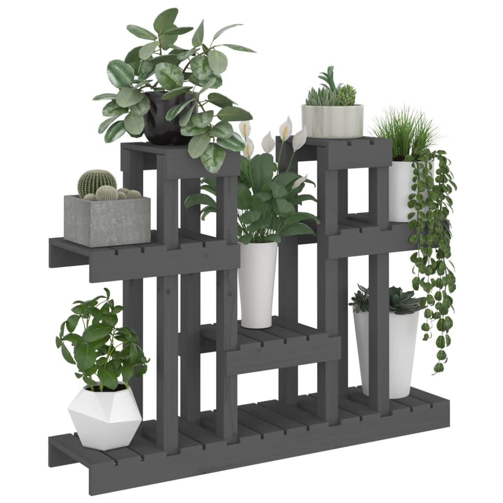 Suporte para plantas 104,5x25x77,5 cm pinho maciço cinzento