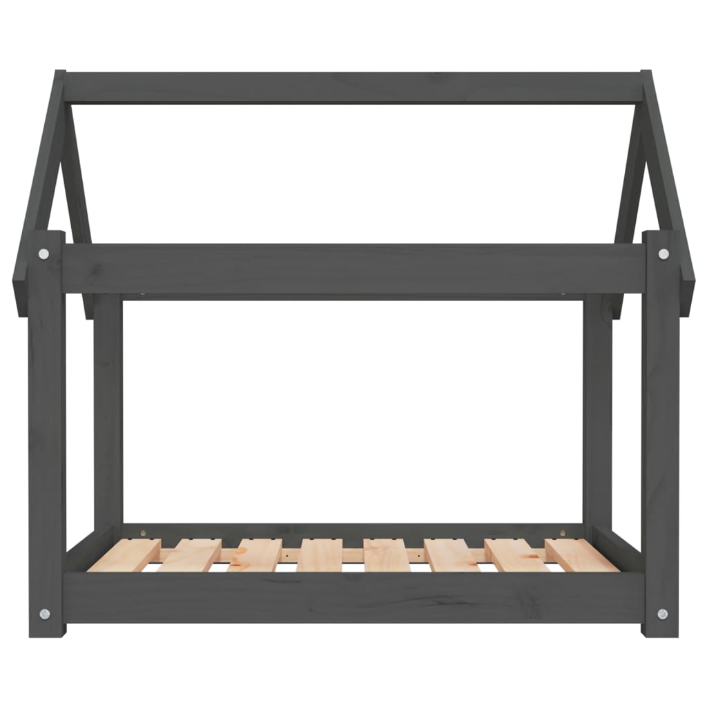 Cama para cães 81x60x70 cm madeira de pinho maciça cinza