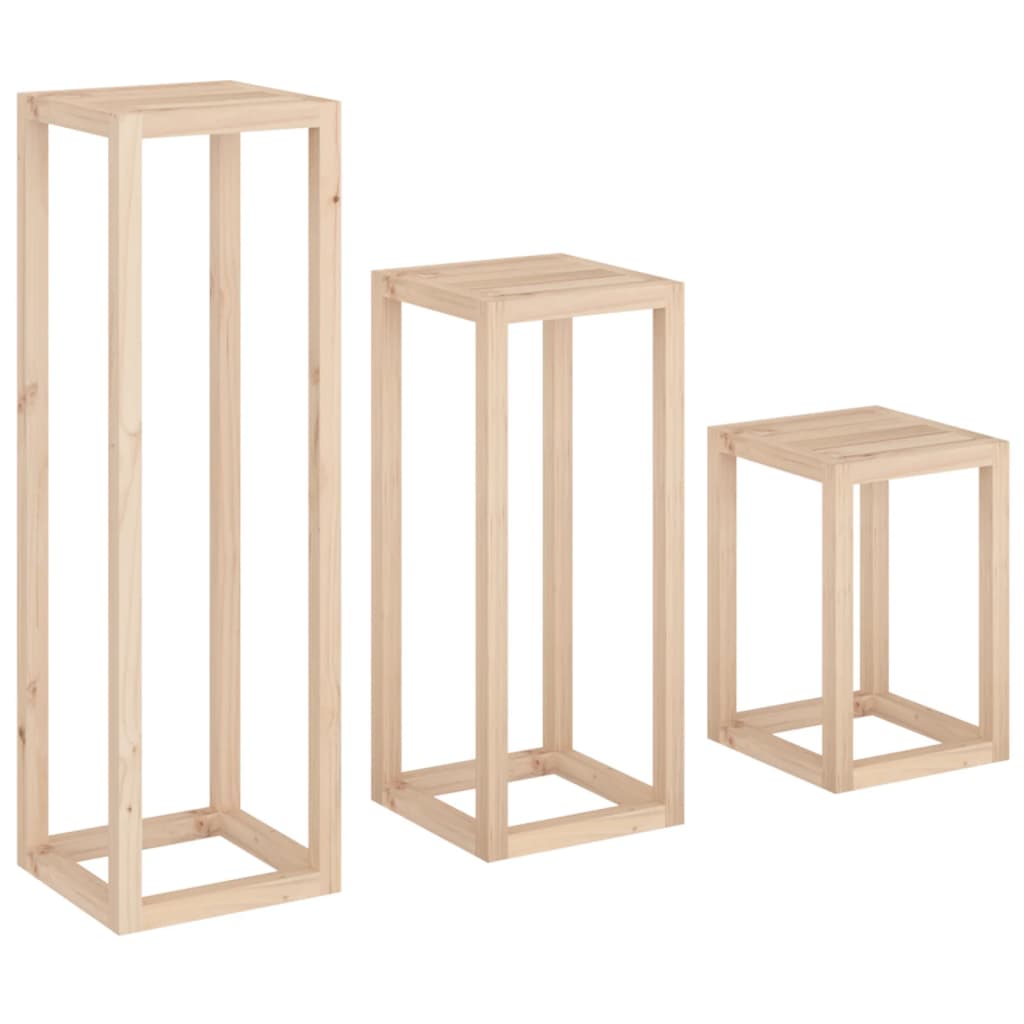 3 pcs conjunto de suporte plantas pinho maciço