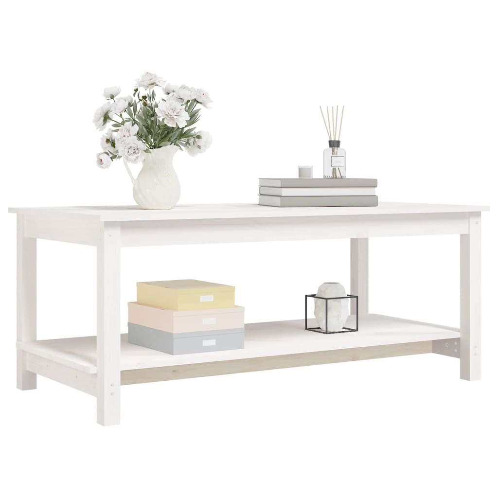 Mesa de centro 110x55x45 cm madeira de pinho maciça branco