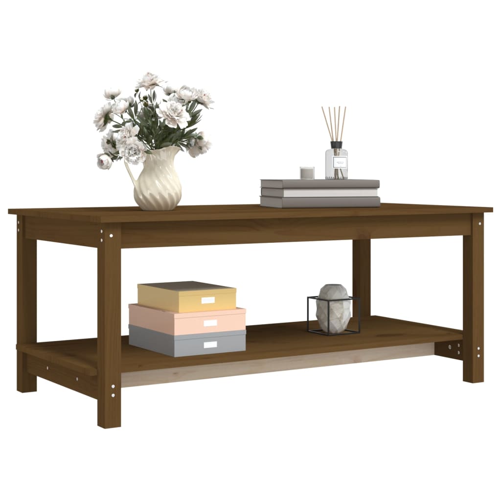Mesa de centro 110x55x45 cm pinho maciço castanho mel