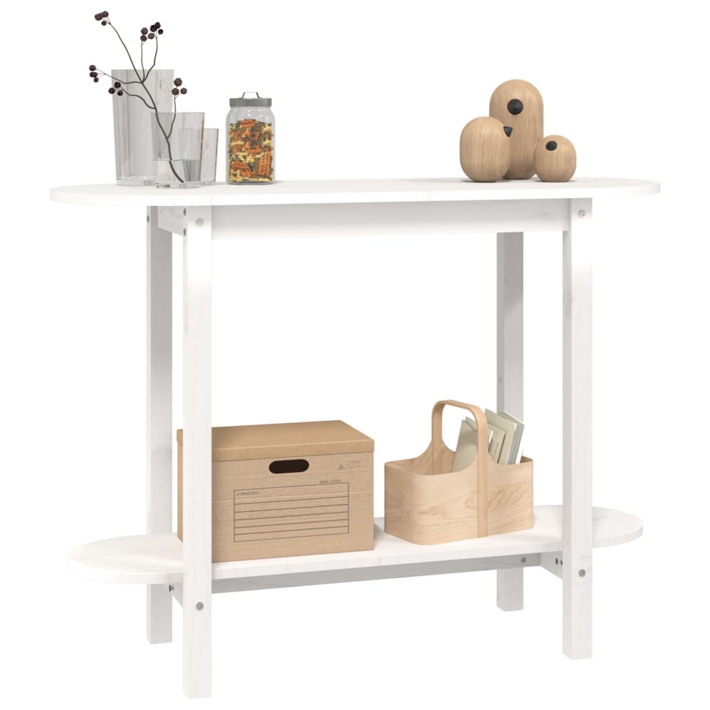 Mesa consola 110x40x80 cm pinho maciço branco