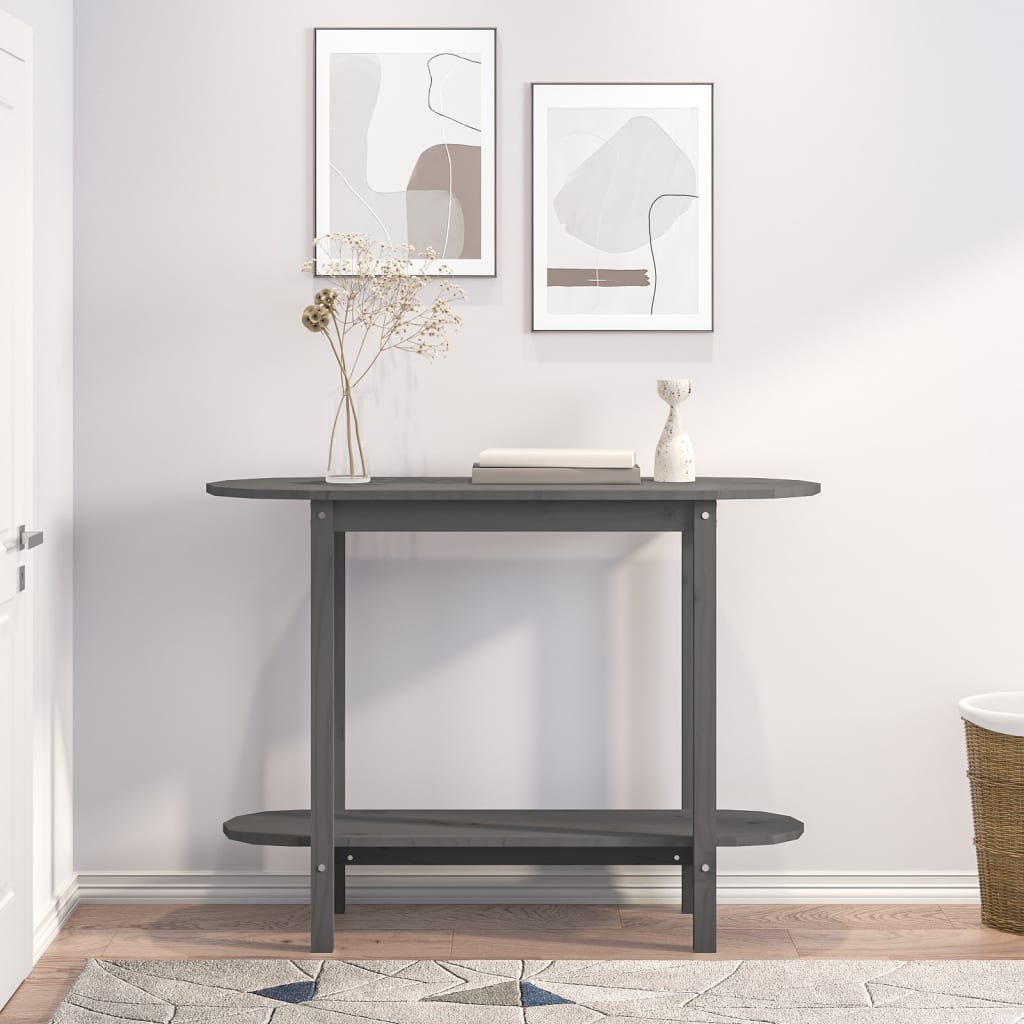Mesa consola 110x40x80 cm madeira de pinho maciça cinzento