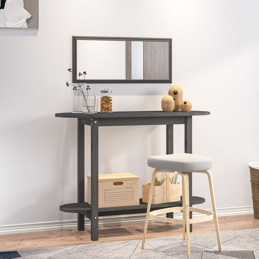 Mesa consola 110x40x80 cm madeira de pinho maciça cinzento