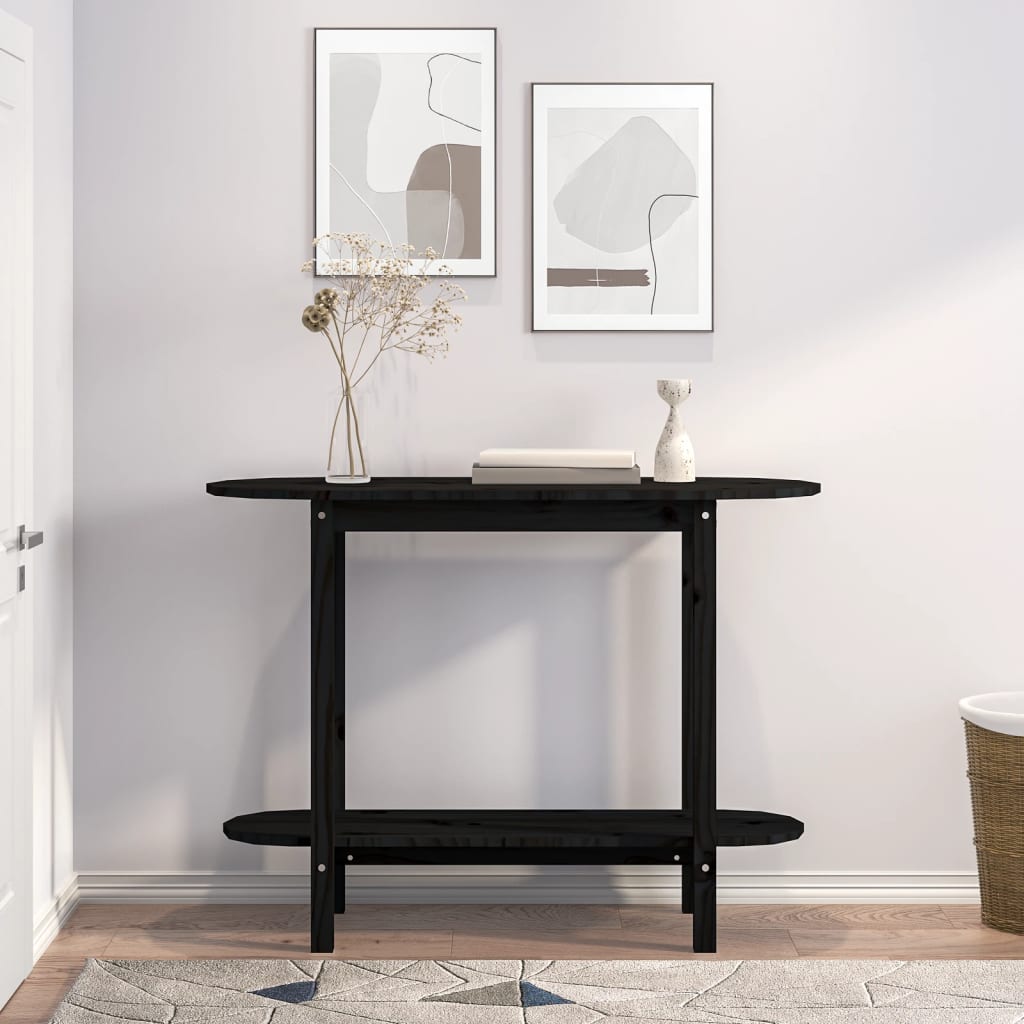 Mesa consola 110x40x80 cm madeira de pinho maciça preto