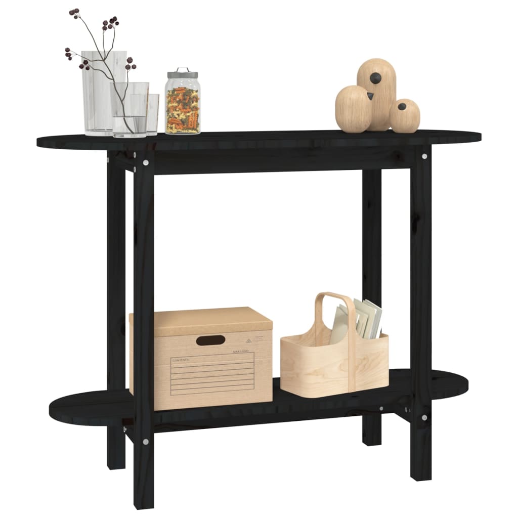 Mesa consola 110x40x80 cm madeira de pinho maciça preto