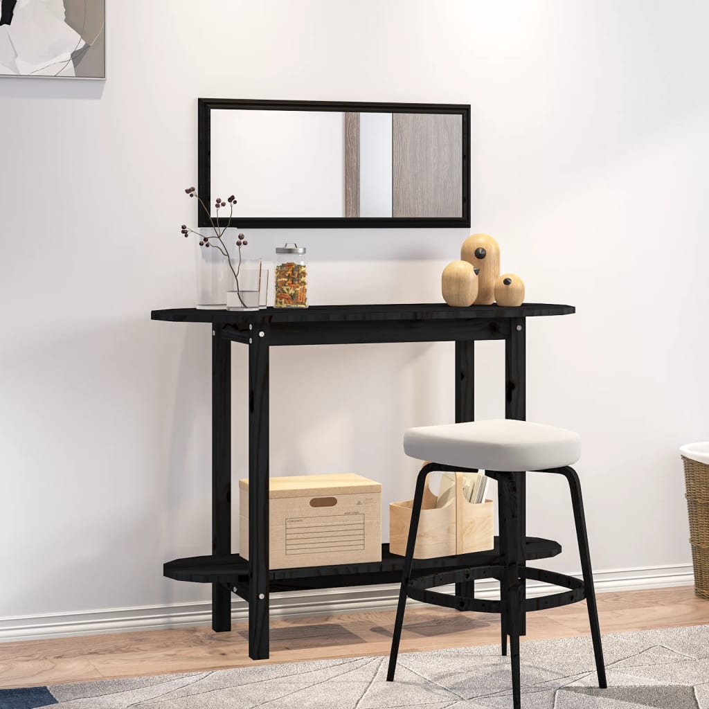 Mesa consola 110x40x80 cm madeira de pinho maciça preto