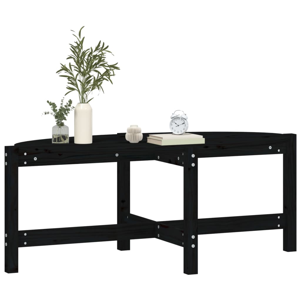 Mesa de centro 118x63x45 cm madeira de pinho maciça preto