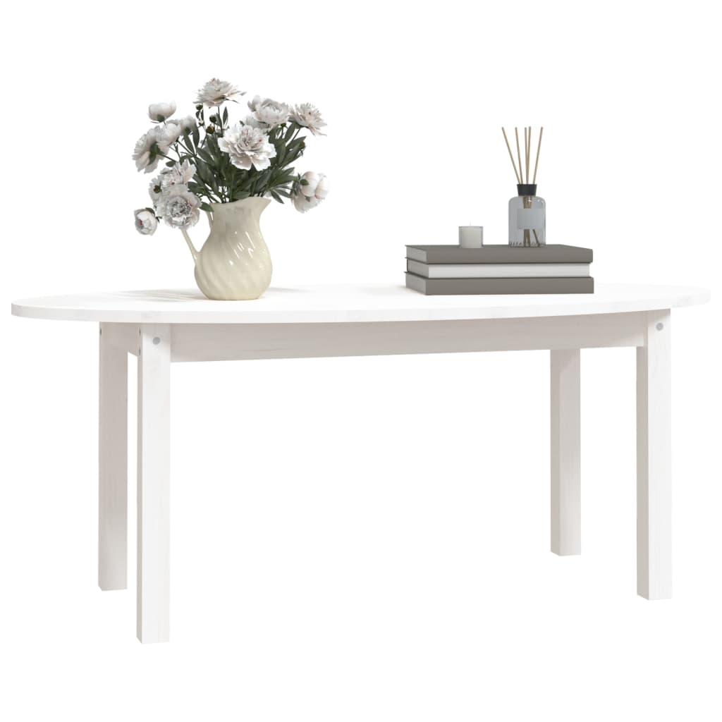 Mesa de centro 110x55x45 cm madeira de pinho maciça branco