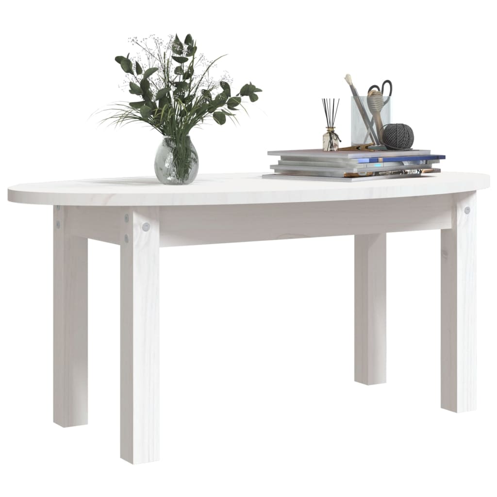 Mesa de centro 80x40x35 cm madeira de pinho maciça branco
