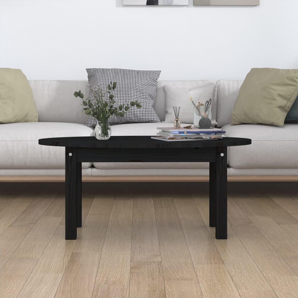 Mesa de centro 80x40x35 cm madeira de pinho maciça preto