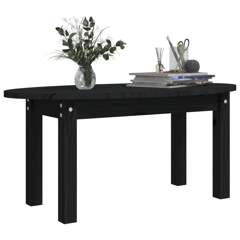 Mesa de centro 80x40x35 cm madeira de pinho maciça preto