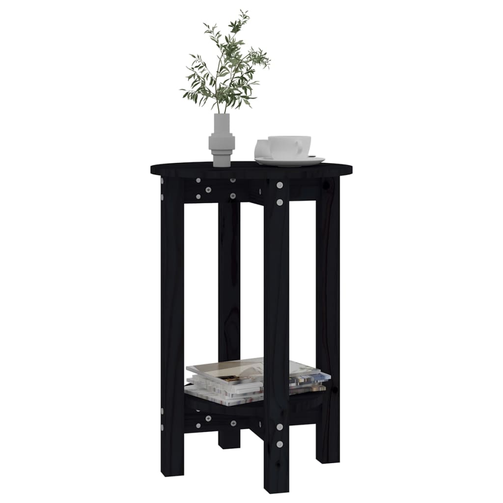 Mesa de centro Ø 40x60 cm madeira de pinho maciça preto
