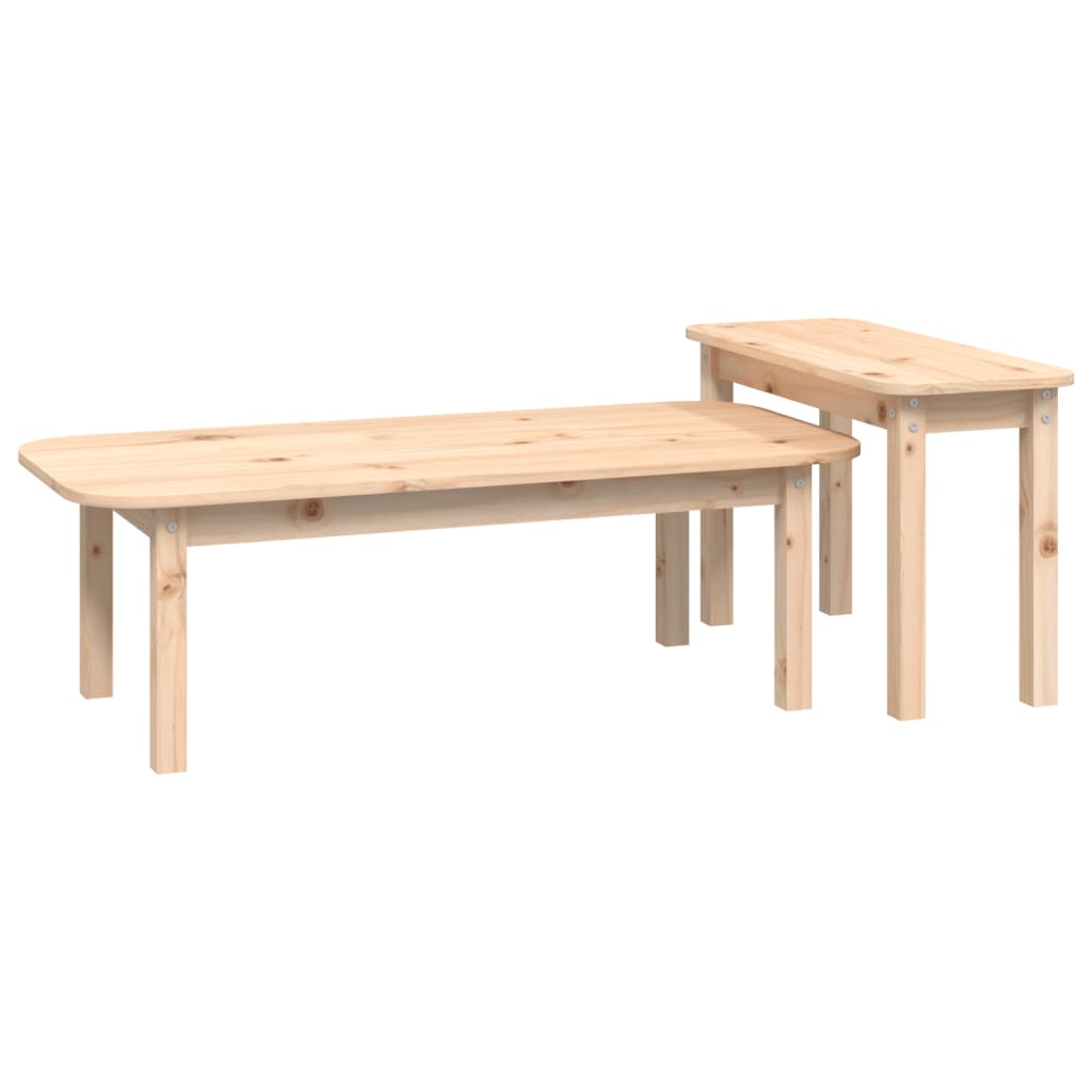 2 pcs conjunto de mesas de centro madeira de pinho maciça