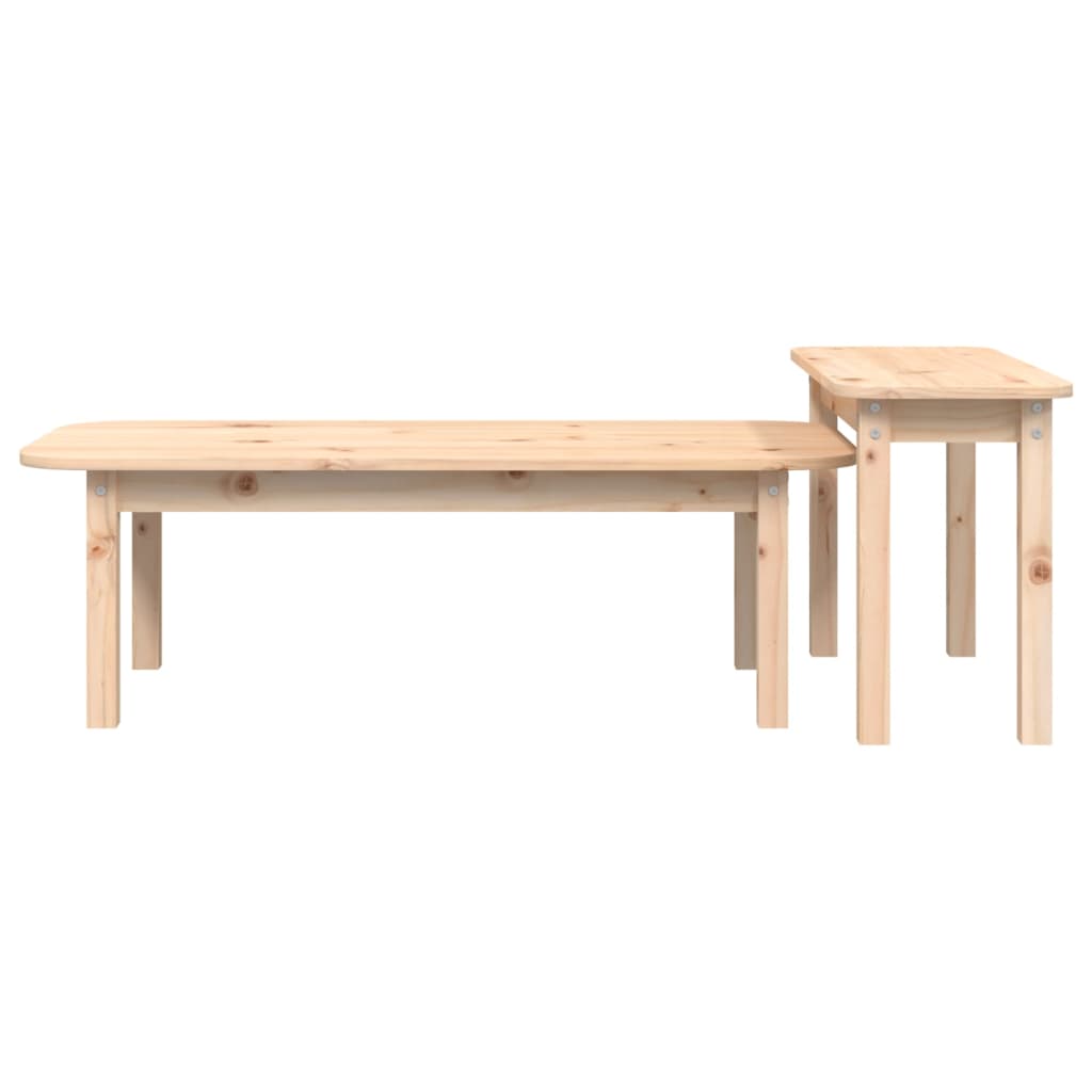 2 pcs conjunto de mesas de centro madeira de pinho maciça