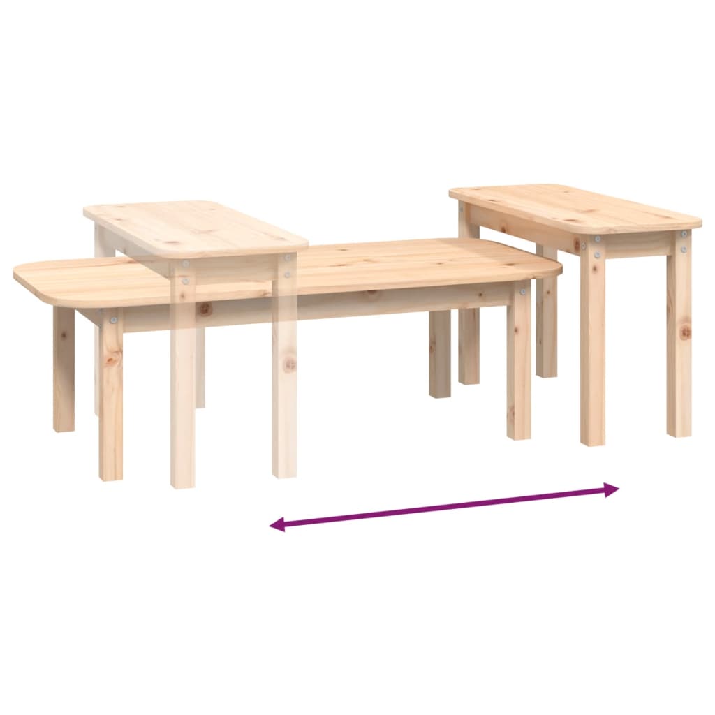 2 pcs conjunto de mesas de centro madeira de pinho maciça