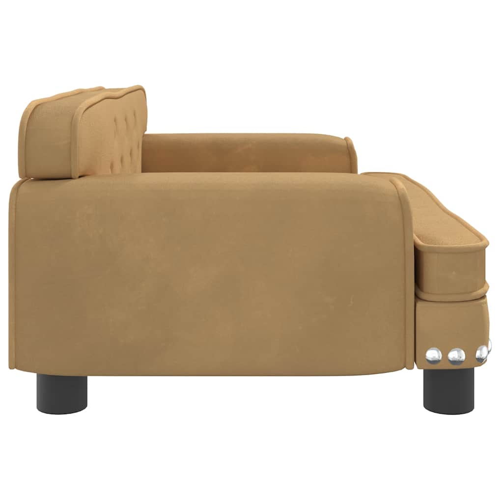 Cama para cães 70x45x30 cm veludo castanho