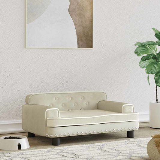 Cama para cães 70x45x30 cm veludo cor creme