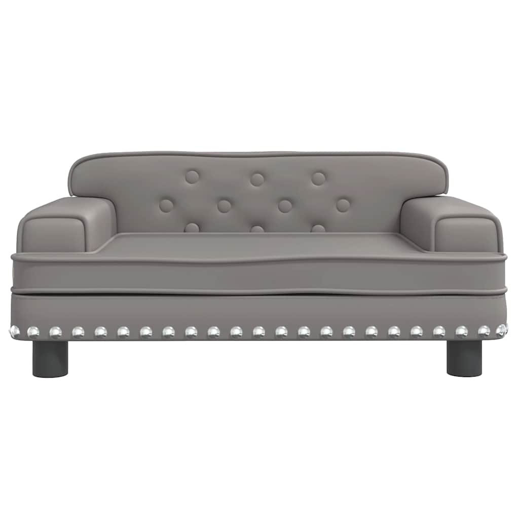 Cama para cães 70x45x30 cm couro artificial cinzento