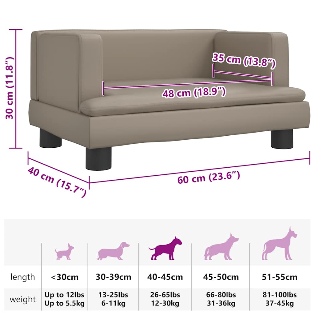 Cama para cães 60x40x30 cm couro artificial cor cappuccino