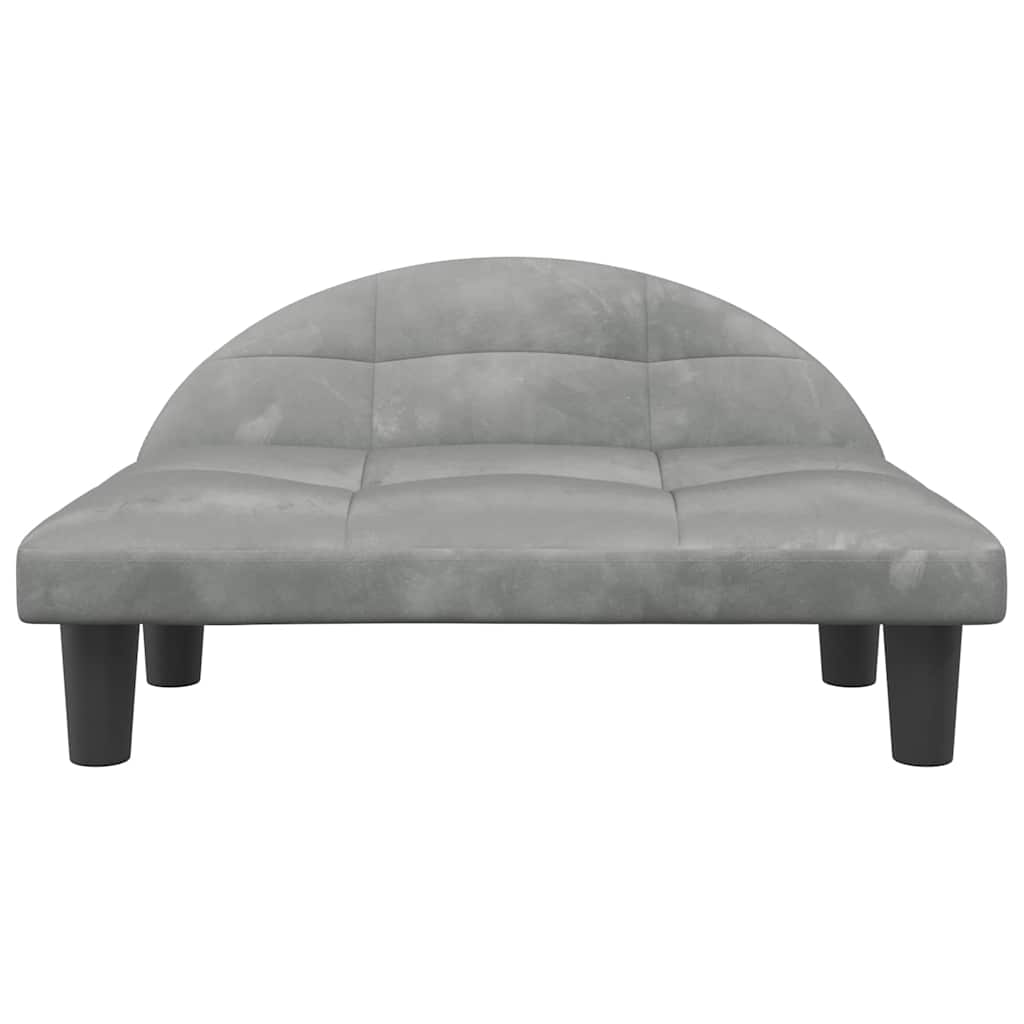 Cama para cães 70x52x30 cm veludo cinzento-claro