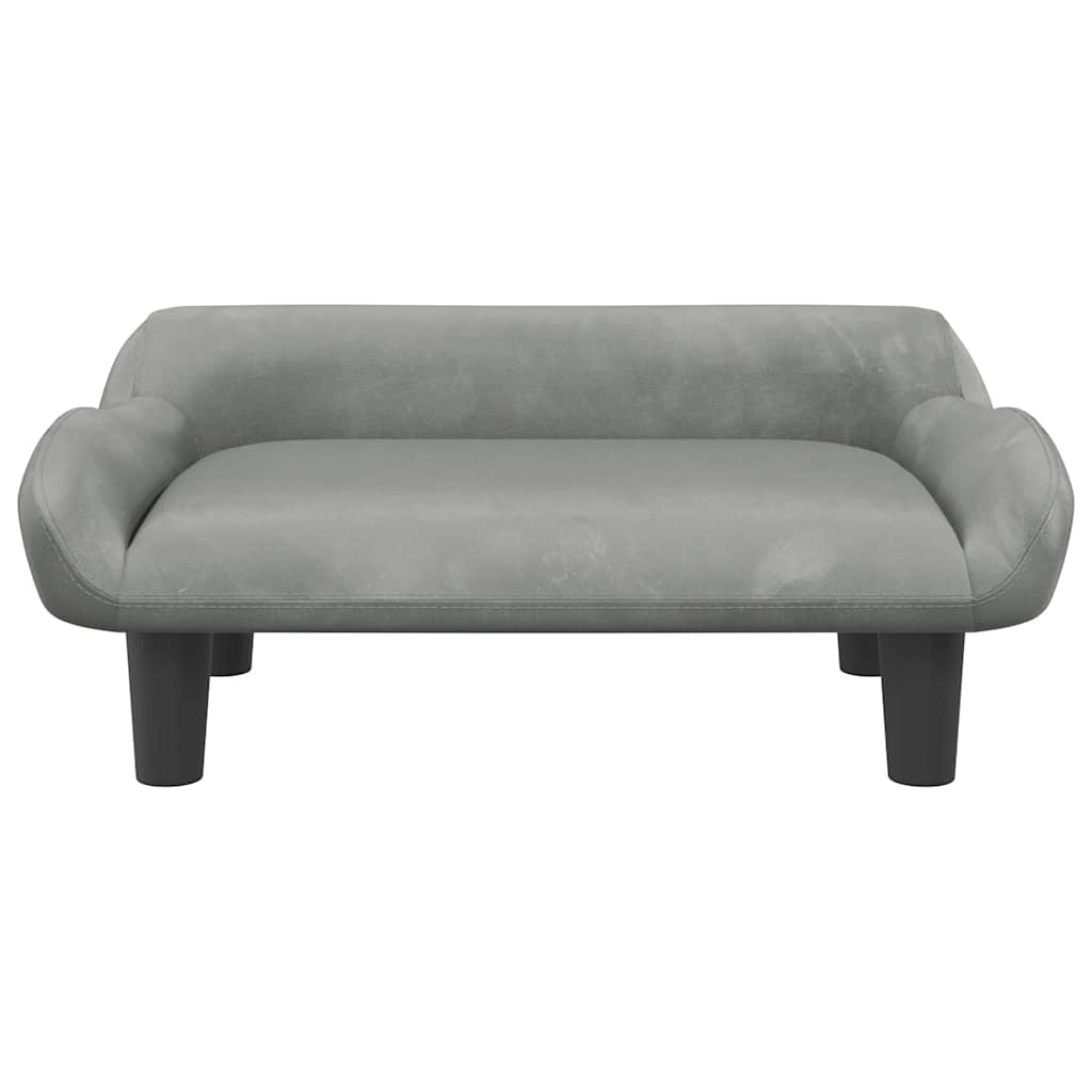 Cama para cães 70x40x24 cm veludo cinzento-claro