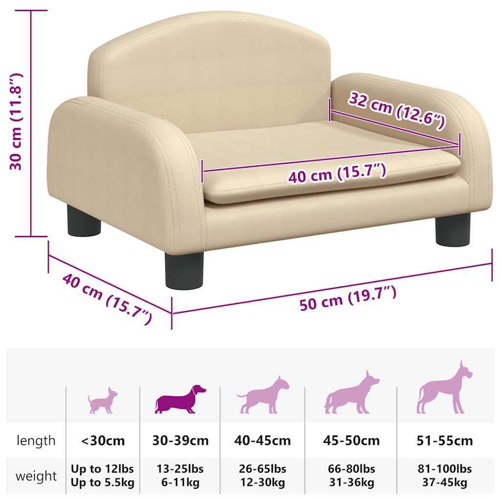 Cama para cães 50x40x30 cm tecido cor creme