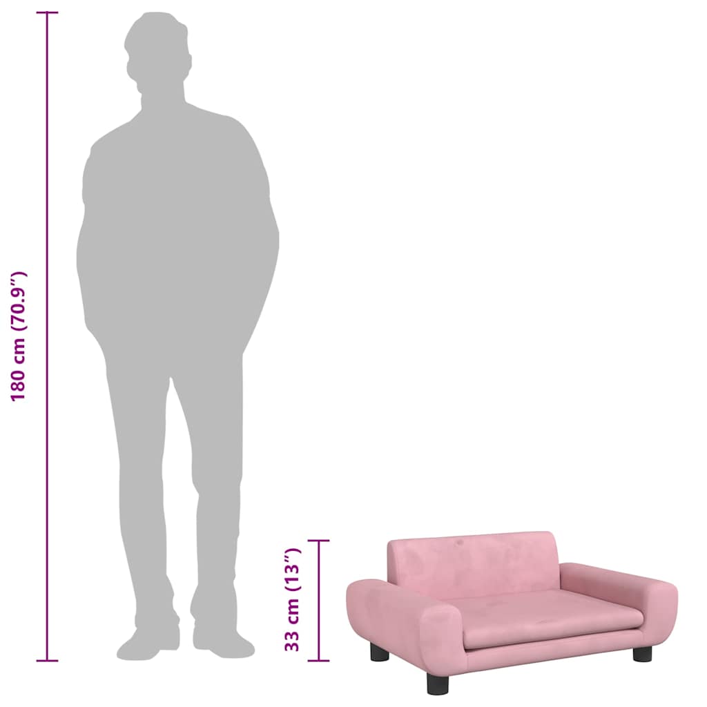 Cama para cães 70x45x33 cm veludo rosa
